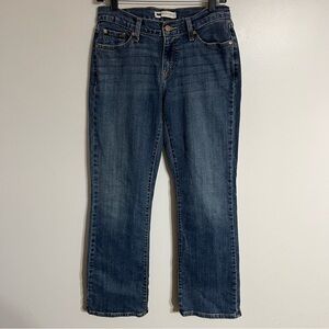 Levi's Womens Jeans 529 Curvy Boot Cut Denim Blue Whiskering Dark Wash Size 10
